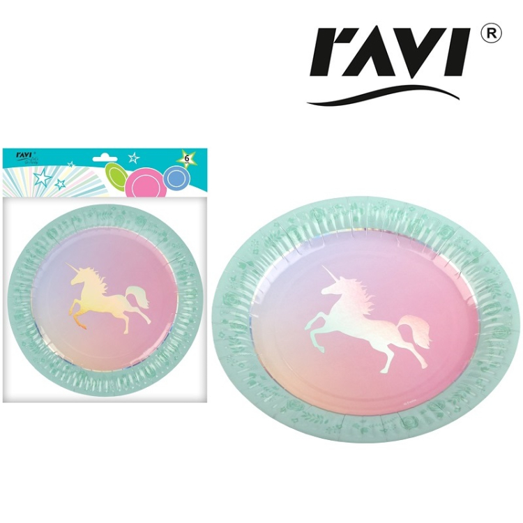 Let's Go Party Talerze papierowe UNICORN 23cm 6 sztuk RAVI